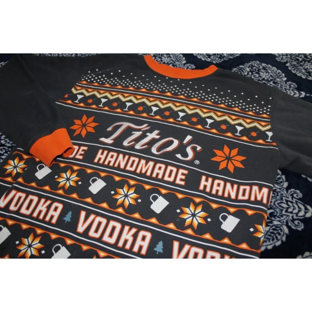 Tito's Handmade Vodka Ugly Christmas Sweater Sweatshirt Mens SMALL - Liqour